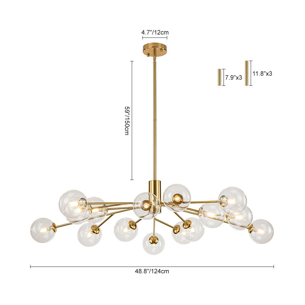 Milda Mid Century Sputnik Glass Chandelier - Lamp Copper