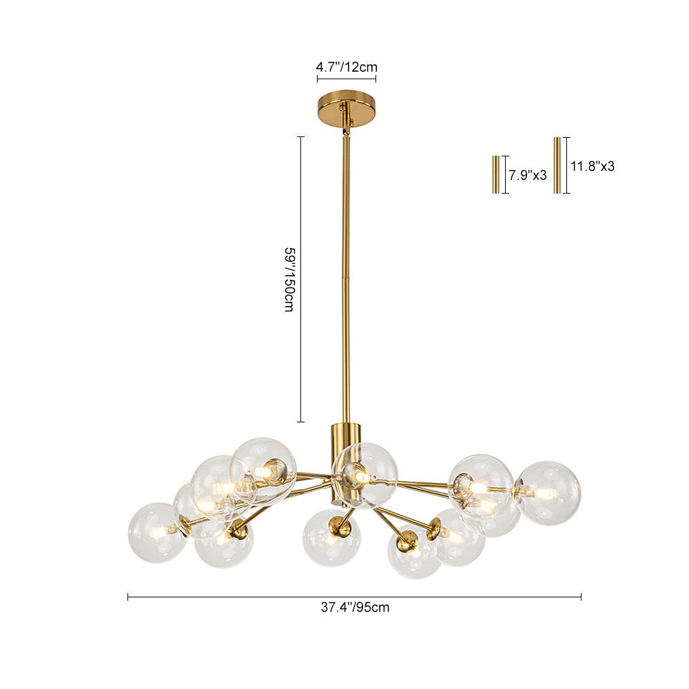 Milda Mid Century Sputnik Glass Chandelier - Lamp Copper