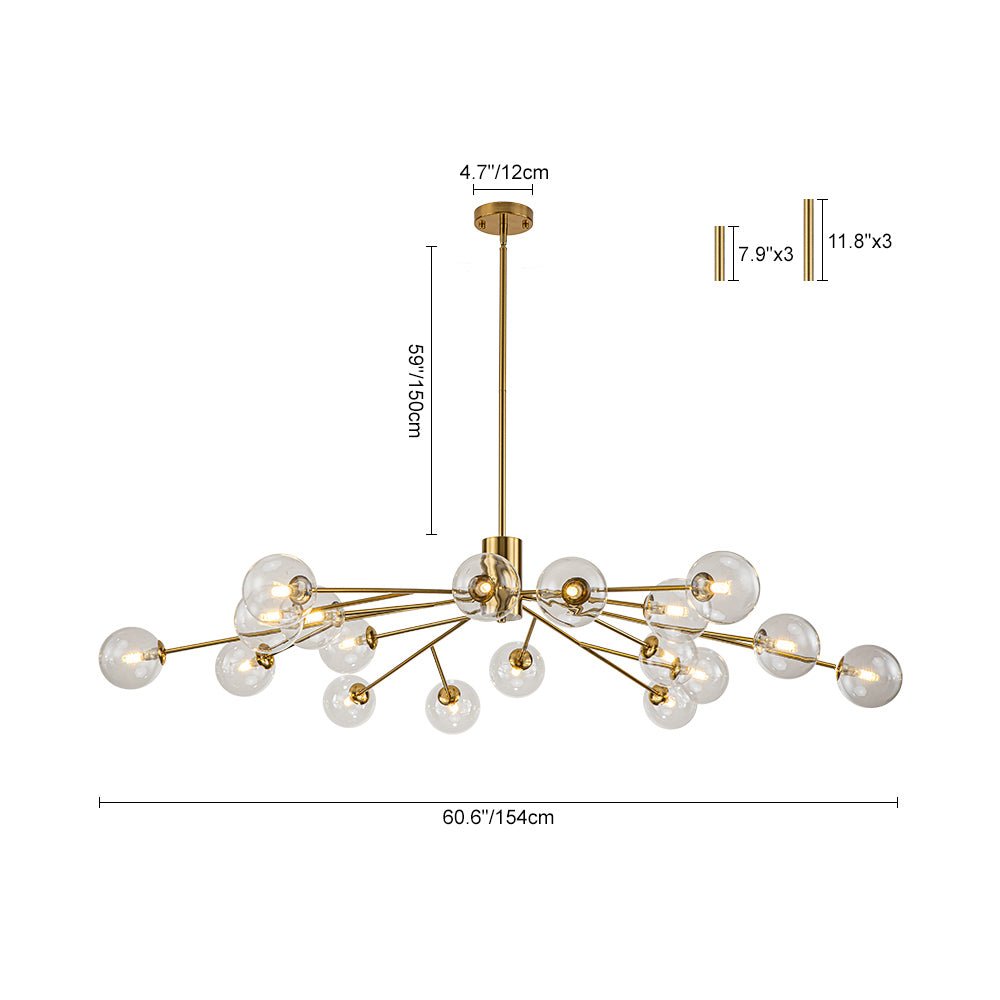 Milda Mid Century Sputnik Glass Chandelier - Lamp Copper
