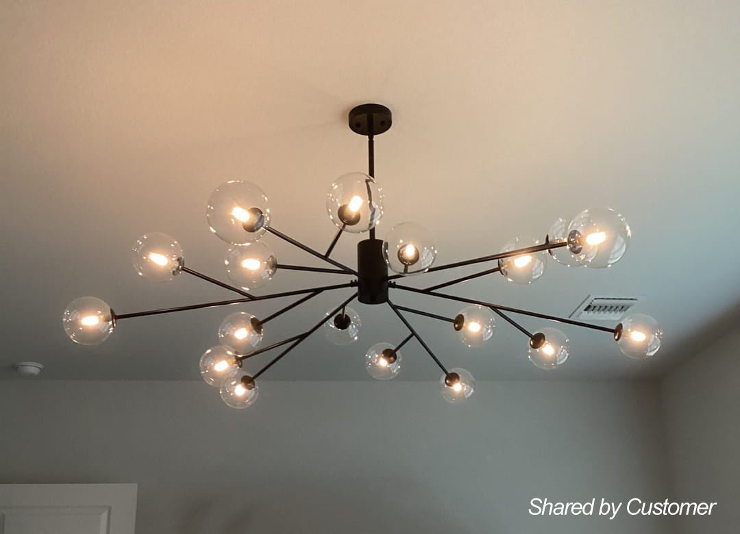 Milda Mid Century Sputnik Glass Chandelier - Lamp Copper