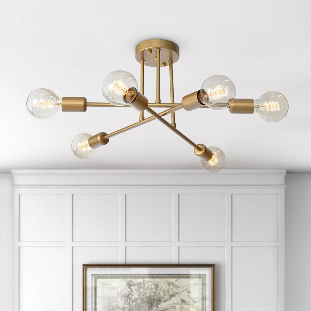 Vallin Modern Brass Semi Flush Mount Chandelier - Lamp Copper