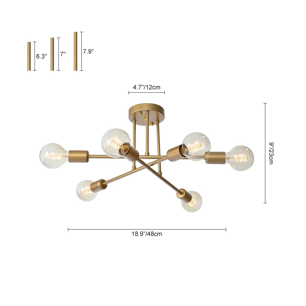 Vallin Modern Brass Semi Flush Mount Chandelier - Lamp Copper