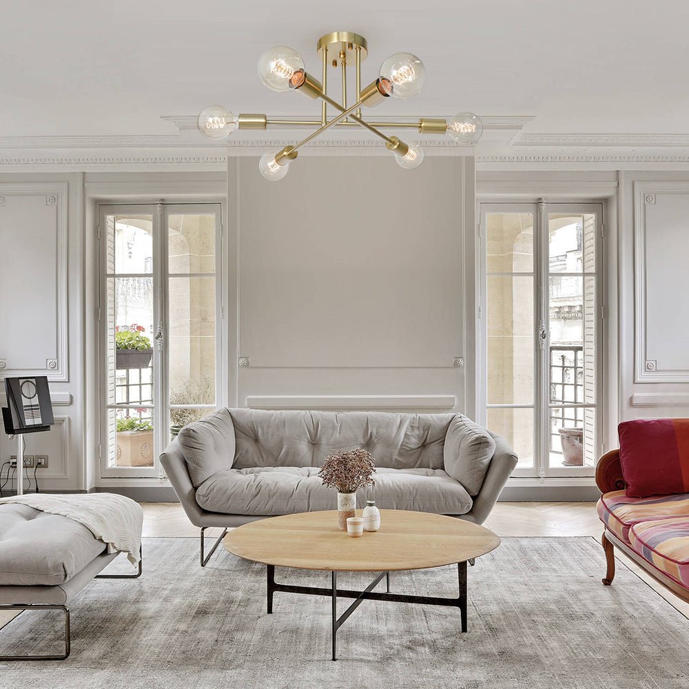 Vallin Modern Brass Semi Flush Mount Chandelier - Lamp Copper