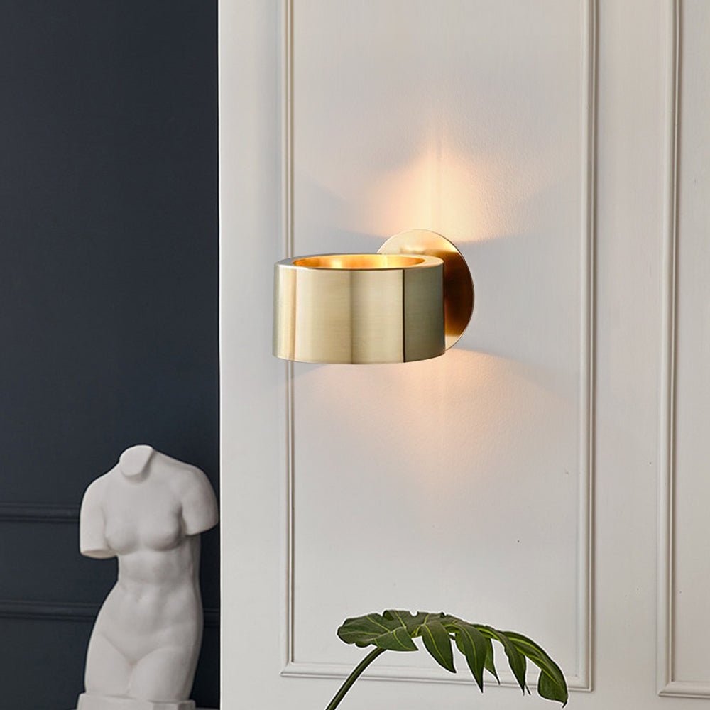 Zorunix Minimalist Brass Drum Metal Wall Light - Lamp Copper