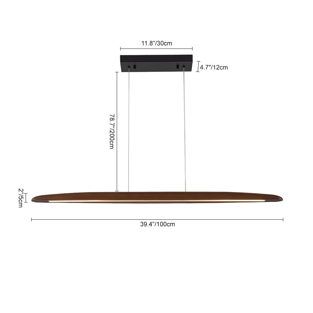 Tindari Minimalist Linear Wood Pendant Light - Lamp Copper