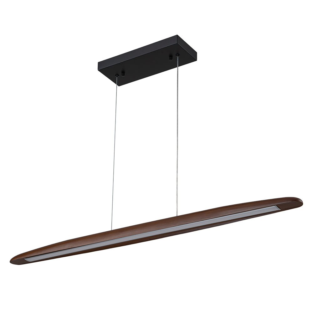 Tindari Minimalist Linear Wood Pendant Light - Lamp Copper