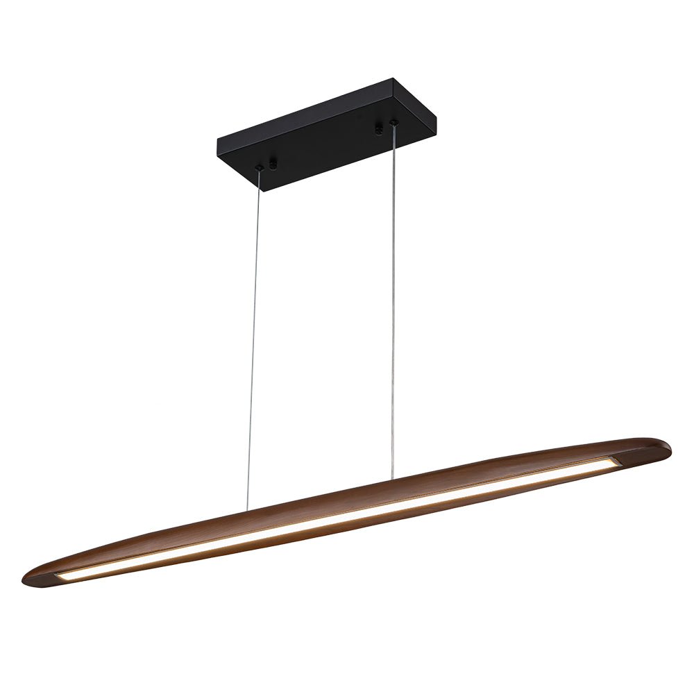 Tindari Minimalist Linear Wood Pendant Light - Lamp Copper