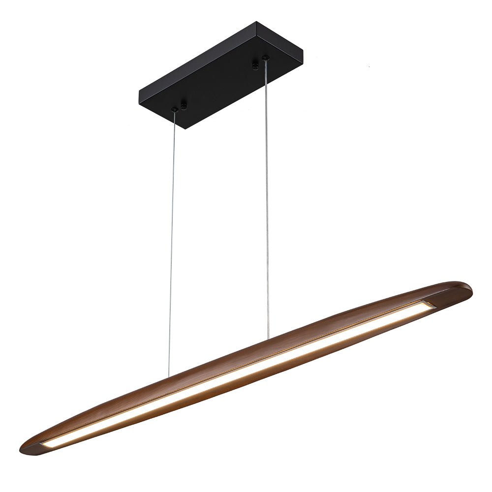 Tindari Minimalist Linear Wood Pendant Light - Lamp Copper