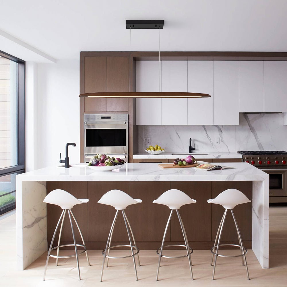 Tindari Minimalist Linear Wood Pendant Light - Lamp Copper