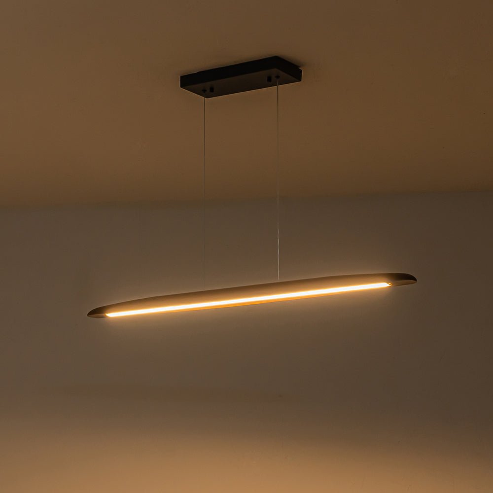 Tindari Minimalist Linear Wood Pendant Light - Lamp Copper