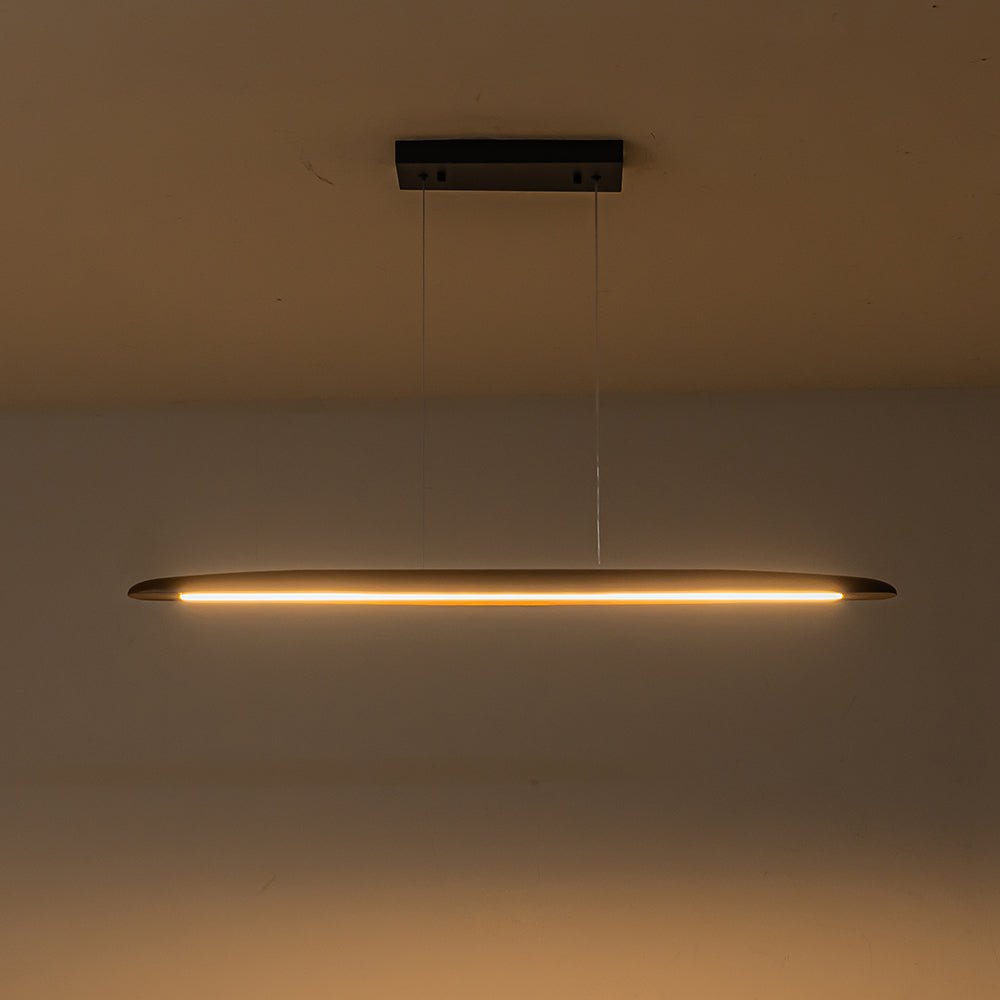 Tindari Minimalist Linear Wood Pendant Light - Lamp Copper