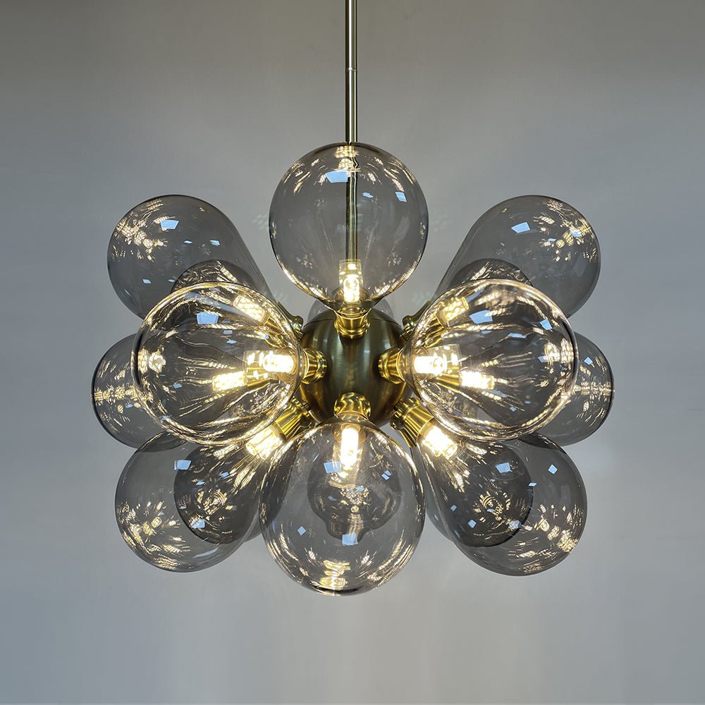 Yrvunix Modern Cluster Gray Glass Chandelier - Lamp Copper