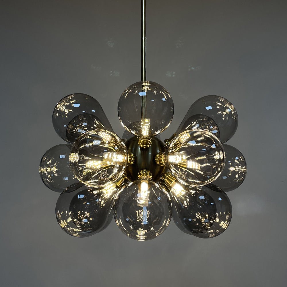 Yrvunix Modern Cluster Gray Glass Chandelier - Lamp Copper