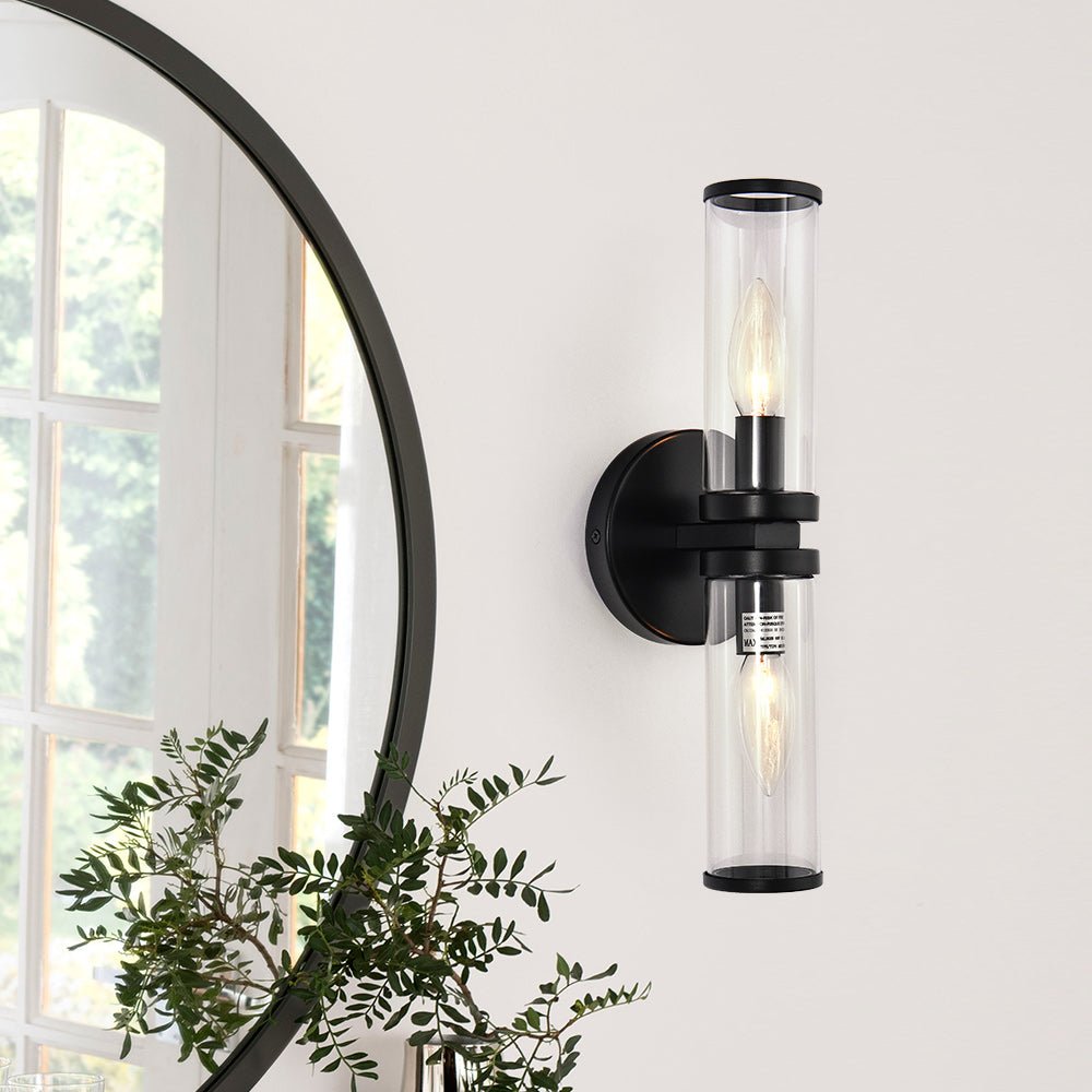 Eonia Modern Double Glass Cylinder Wall Light - Lamp Copper