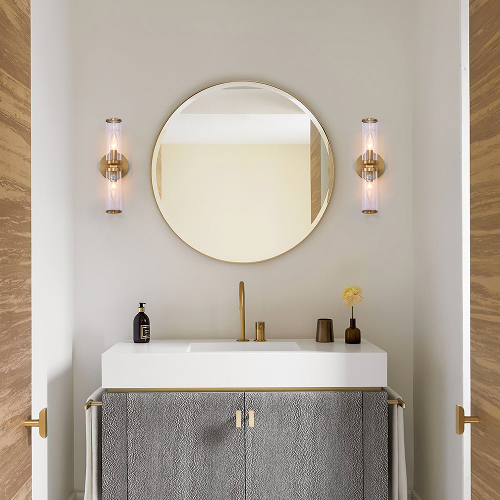 Eonia Modern Double Glass Cylinder Wall Light - Lamp Copper
