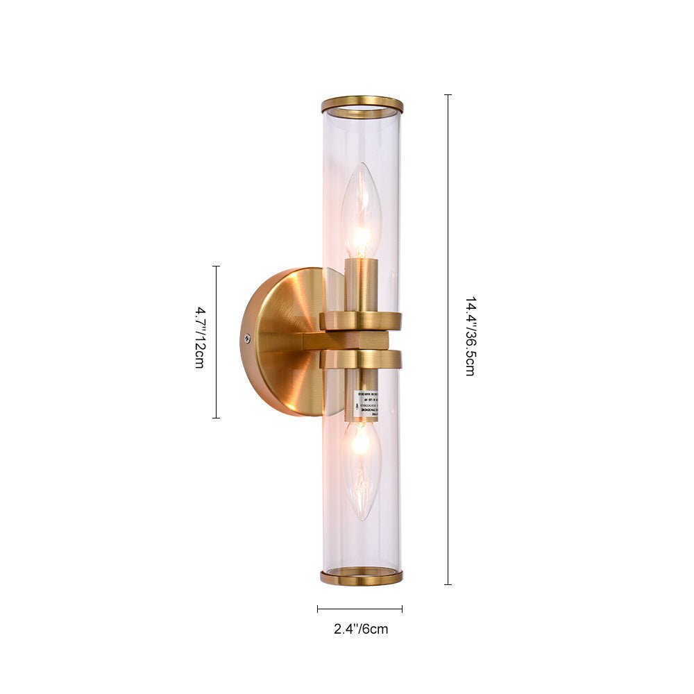 Eonia Modern Double Glass Cylinder Wall Light - Lamp Copper