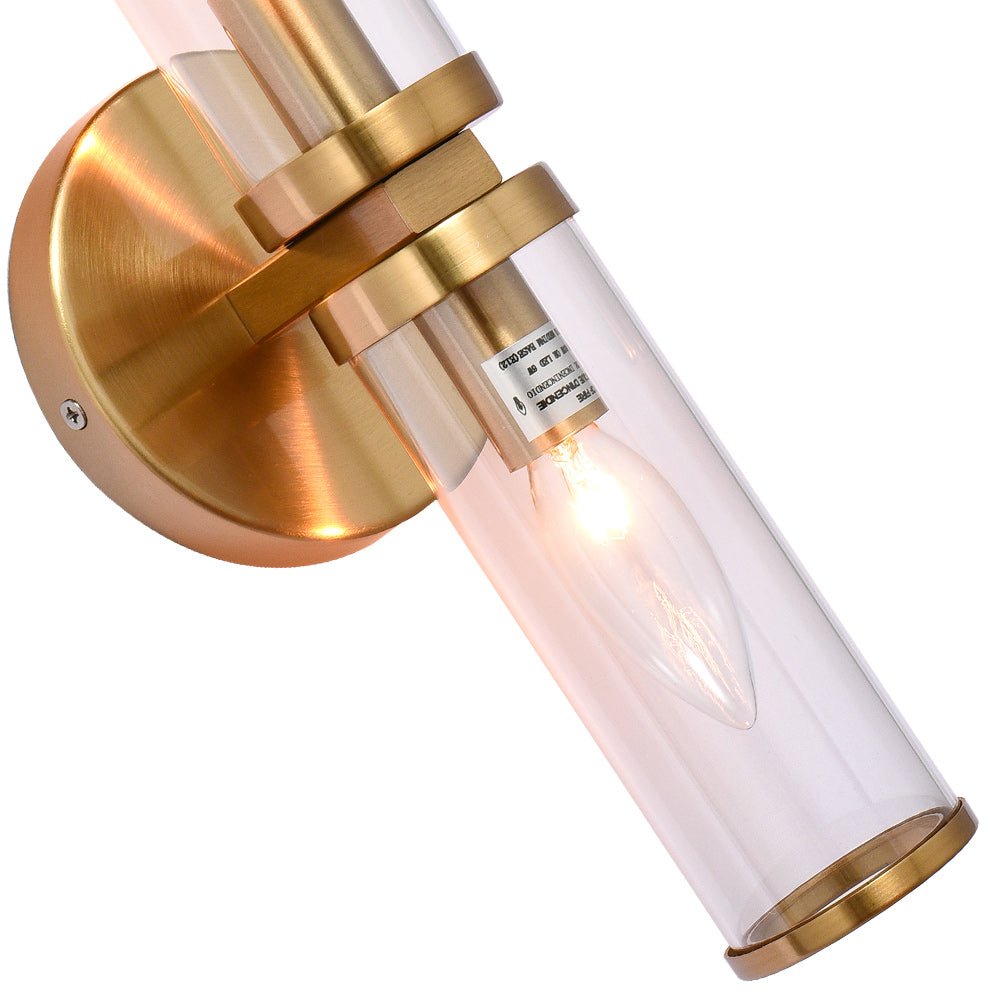 Eonia Modern Double Glass Cylinder Wall Light - Lamp Copper