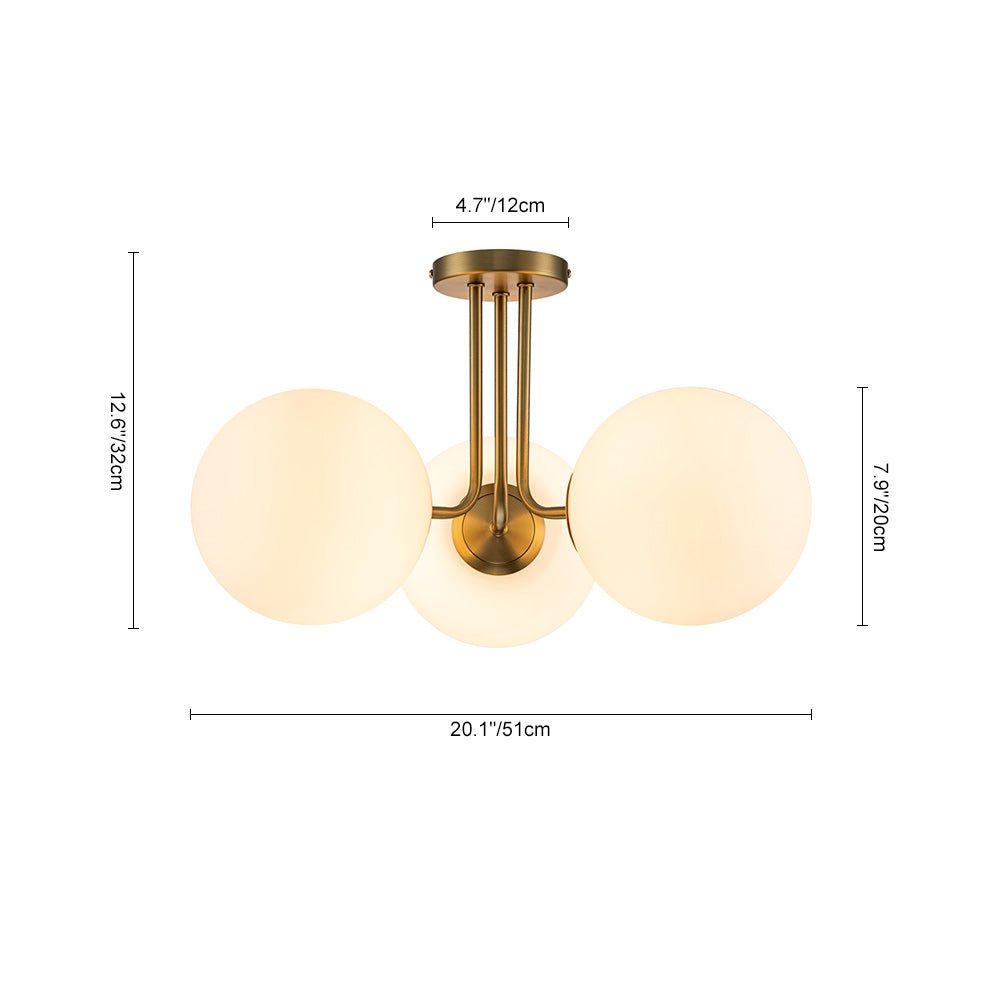 Ombra Modern Opal Glass Ceiling Light - Lamp Copper