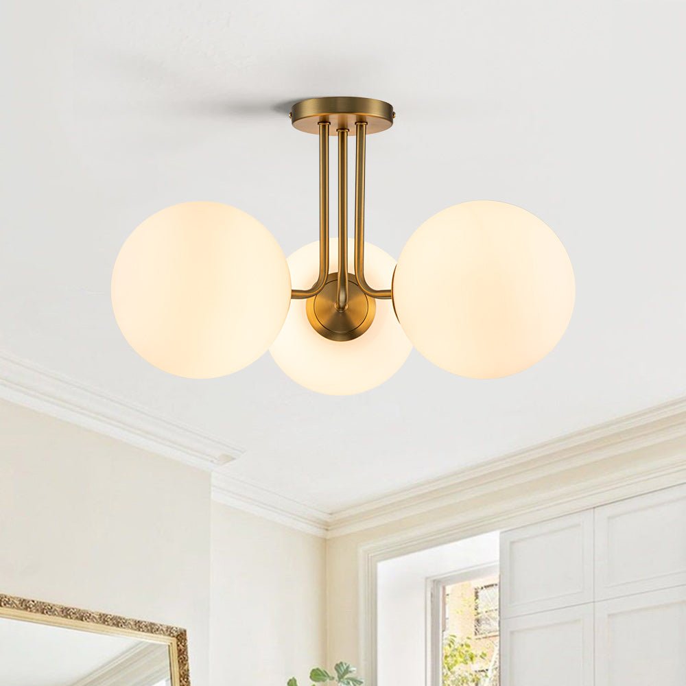 Ombra Modern Opal Glass Ceiling Light - Lamp Copper