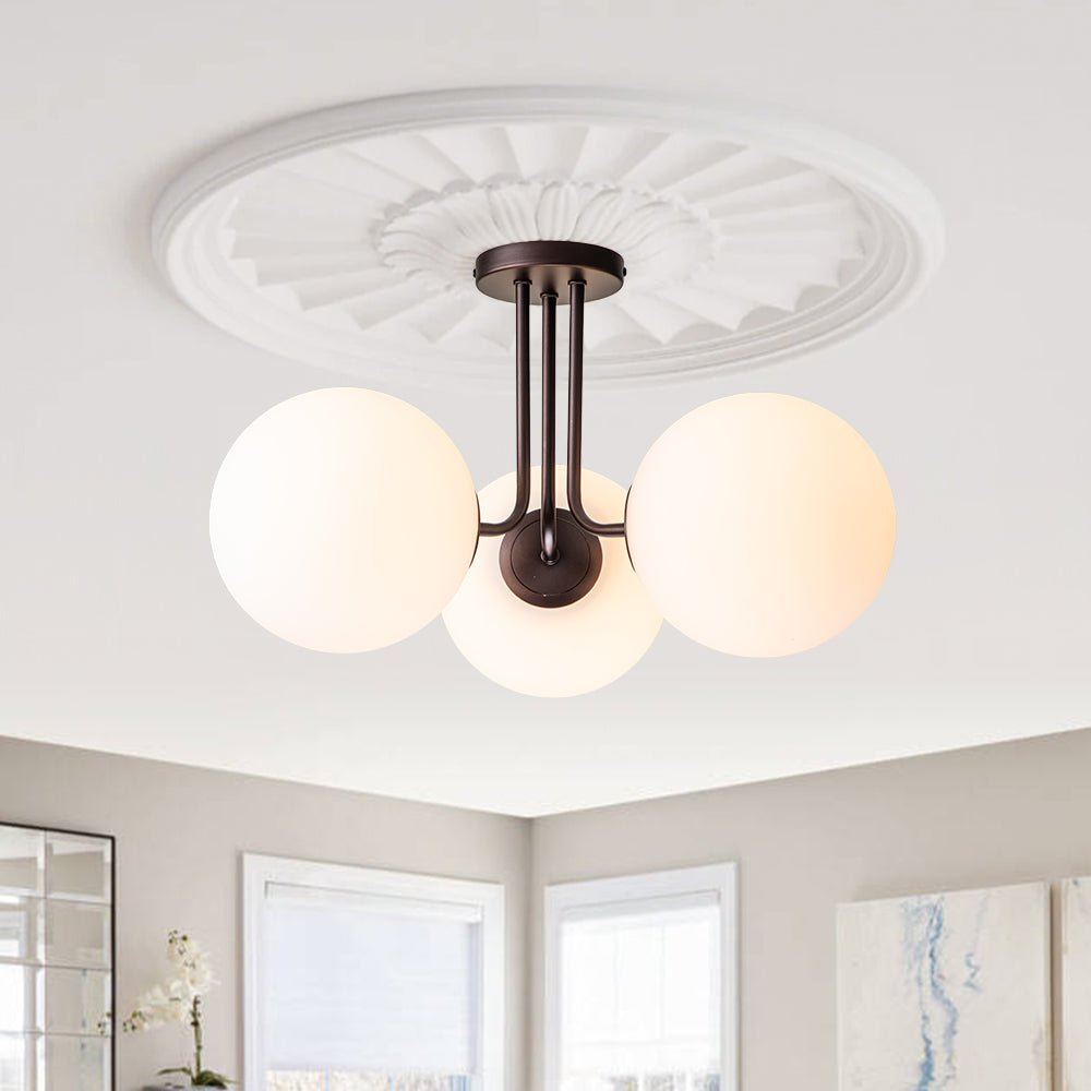 Ombra Modern Opal Glass Ceiling Light - Lamp Copper