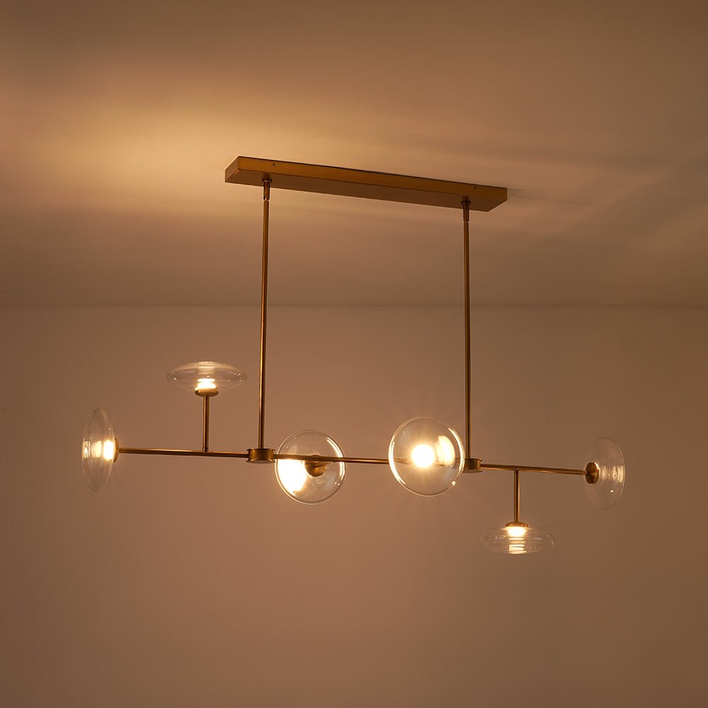 Vatnuvum Modern Dimmable LED Linear Clear Glass Chandelier - Lamp Copper