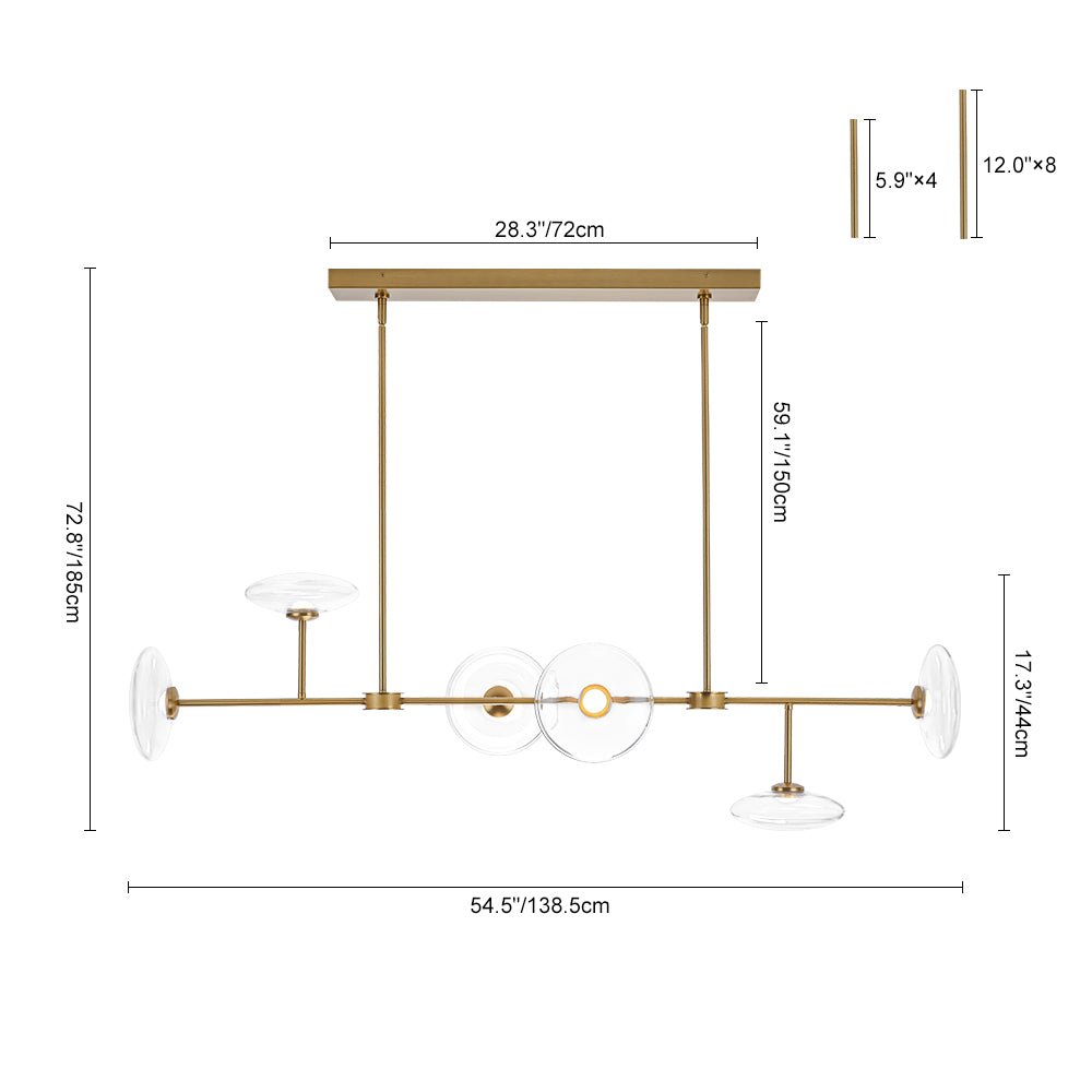 Vatnuvum Modern Dimmable LED Linear Clear Glass Chandelier - Lamp Copper