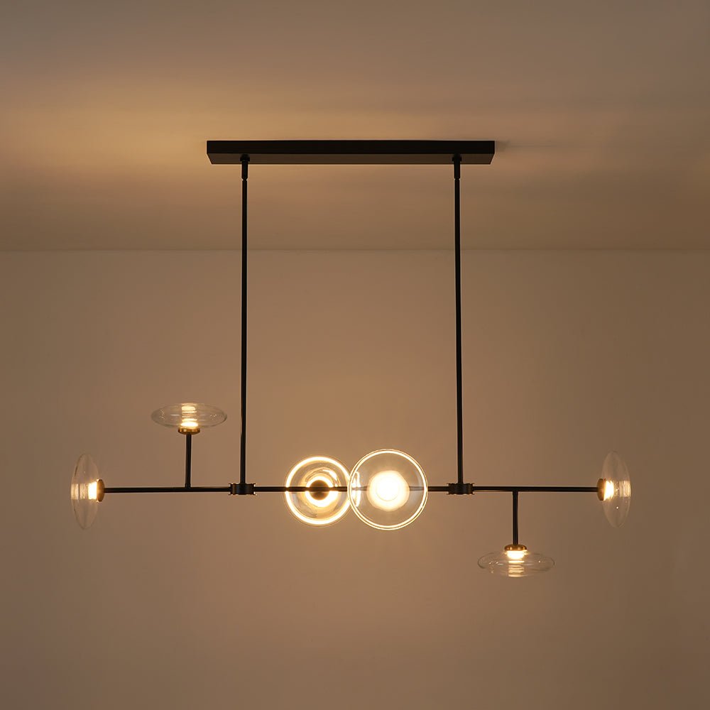 Vatnuvum Modern Dimmable LED Linear Clear Glass Chandelier - Lamp Copper