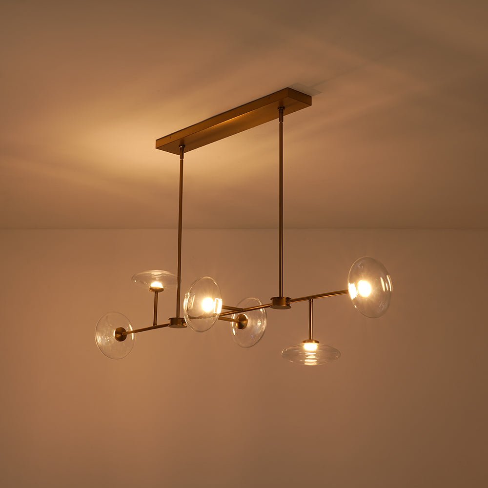 Vatnuvum Modern Dimmable LED Linear Clear Glass Chandelier - Lamp Copper