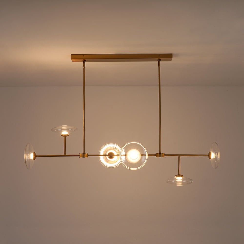 Vatnuvum Modern Dimmable LED Linear Clear Glass Chandelier - Lamp Copper