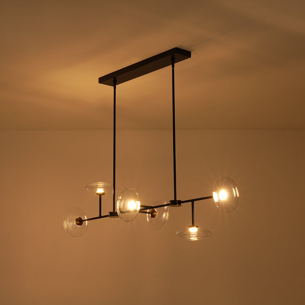 Vatnuvum Modern Dimmable LED Linear Clear Glass Chandelier - Lamp Copper