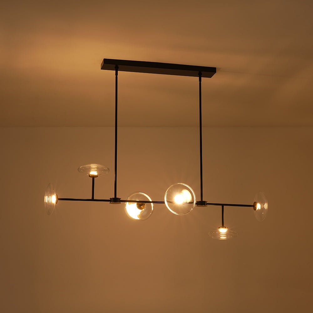 Vatnuvum Modern Dimmable LED Linear Clear Glass Chandelier - Lamp Copper