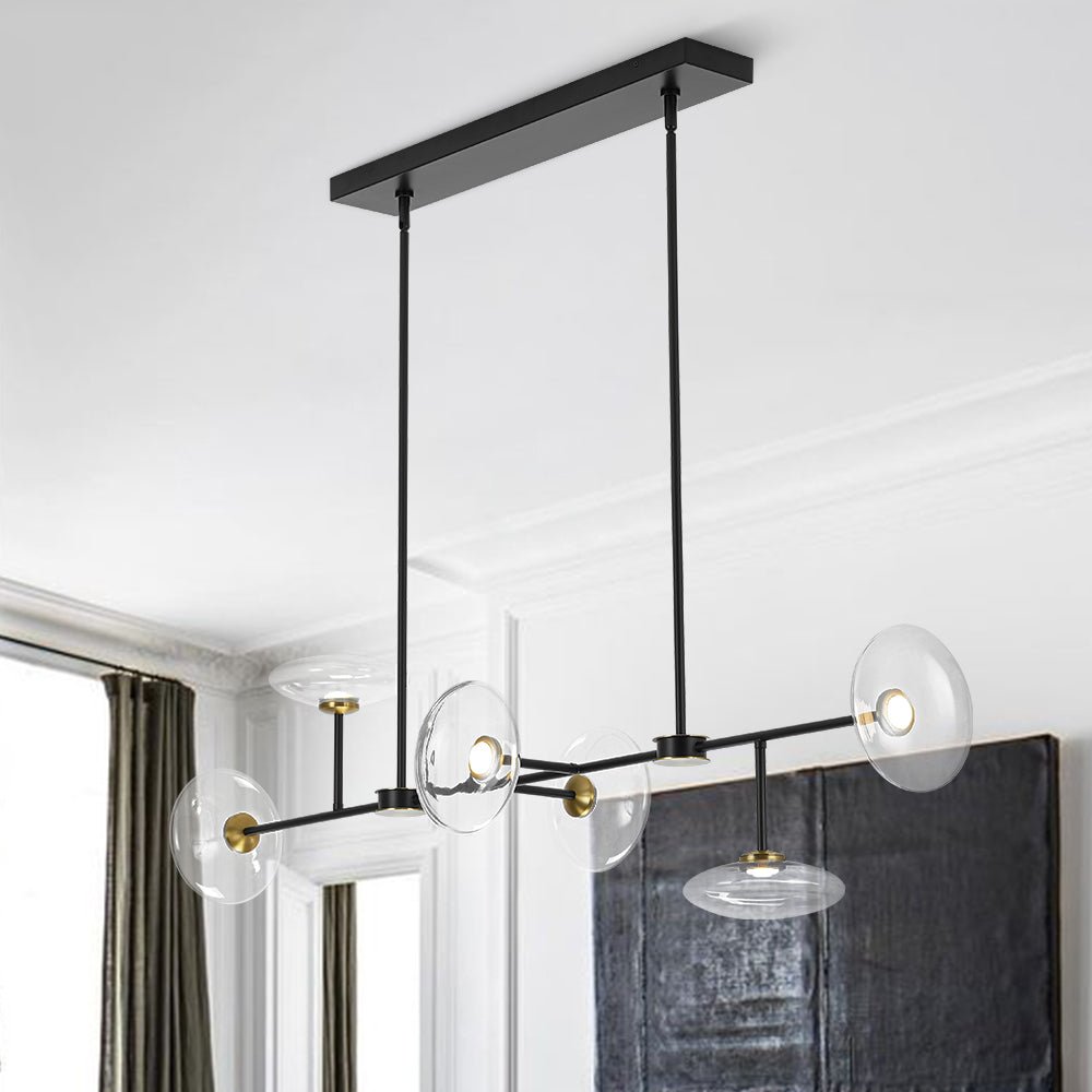Vatnuvum Modern Dimmable LED Linear Clear Glass Chandelier - Lamp Copper