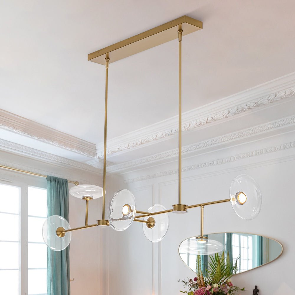 Vatnuvum Modern Dimmable LED Linear Clear Glass Chandelier - Lamp Copper