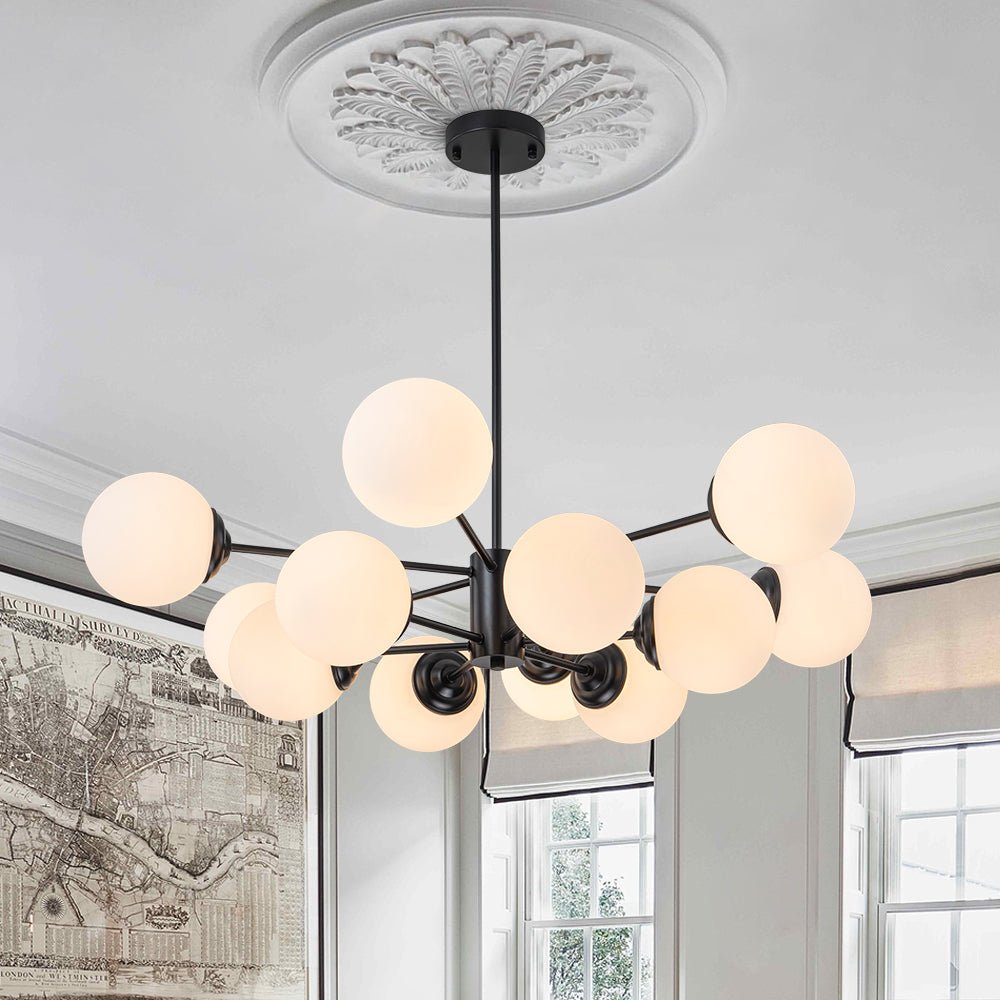 Fyrsta Modern Sputnik Opal Glass Chandelier - Lamp Copper