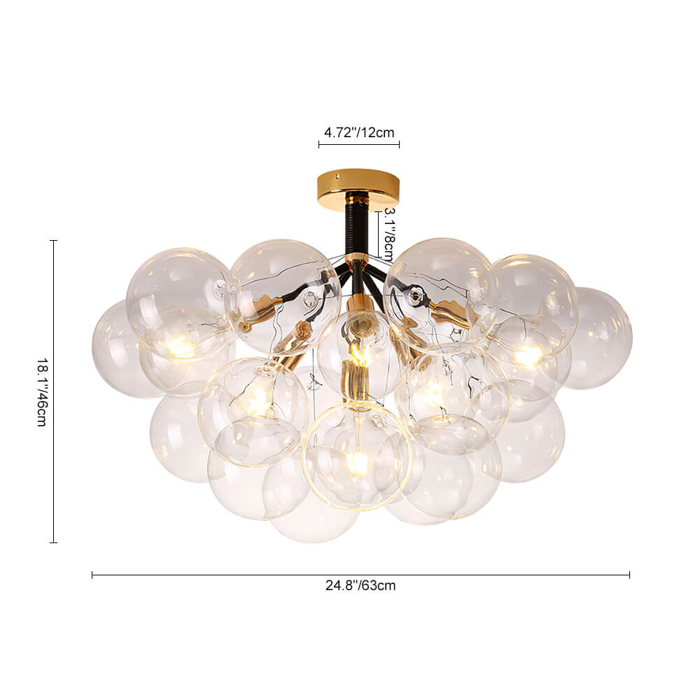 Evoke Modern Bubble Glass Chandelier / Semi Flush - Lamp Copper