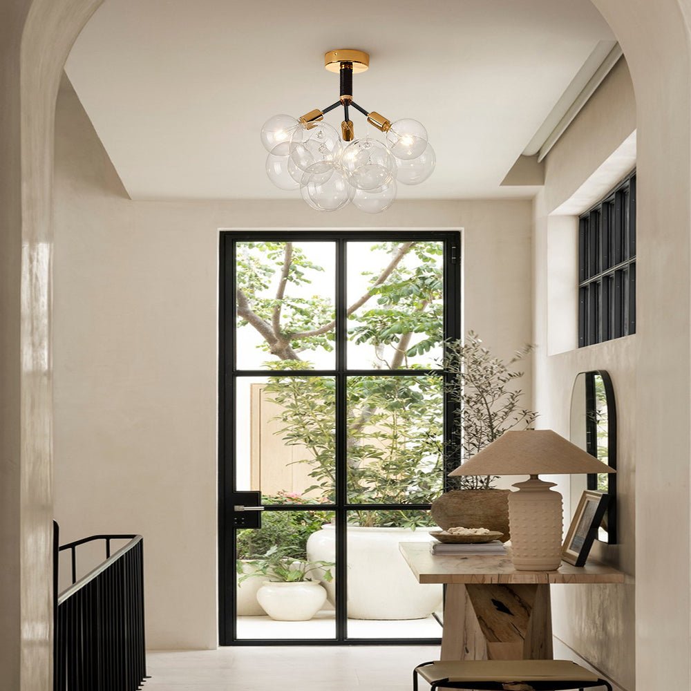 Evoke Modern Bubble Glass Chandelier / Semi Flush - Lamp Copper
