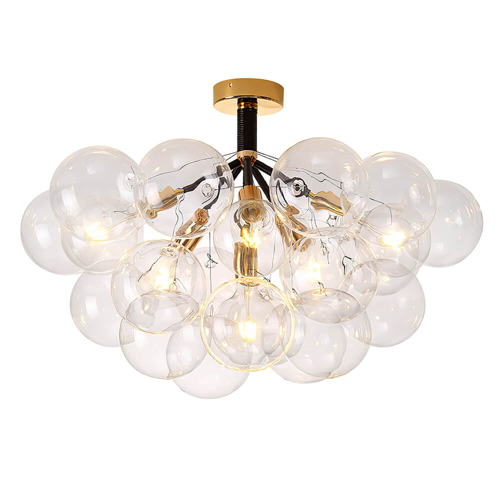Evoke Modern Bubble Glass Chandelier / Semi Flush - Lamp Copper