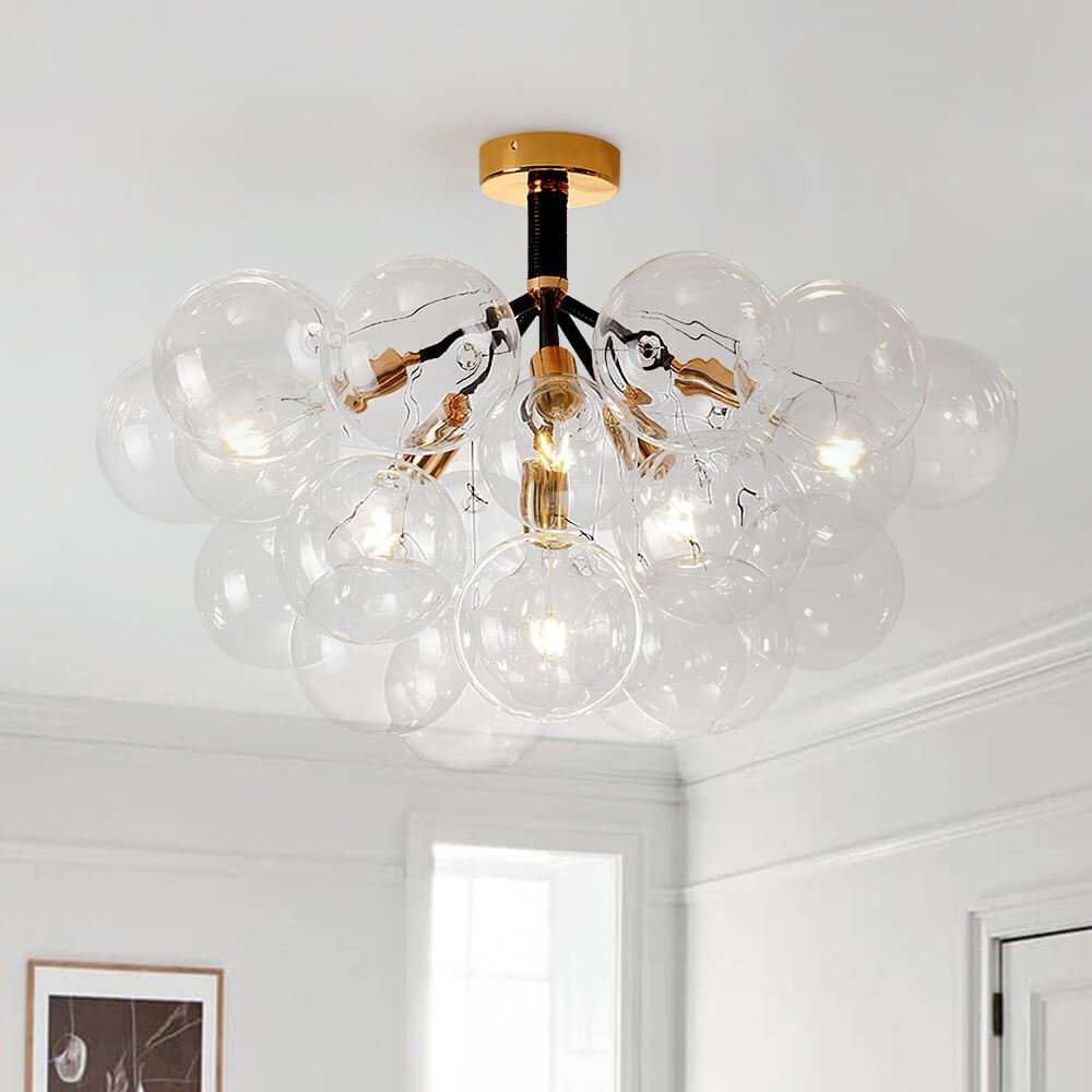 Evoke Modern Bubble Glass Chandelier / Semi Flush - Lamp Copper