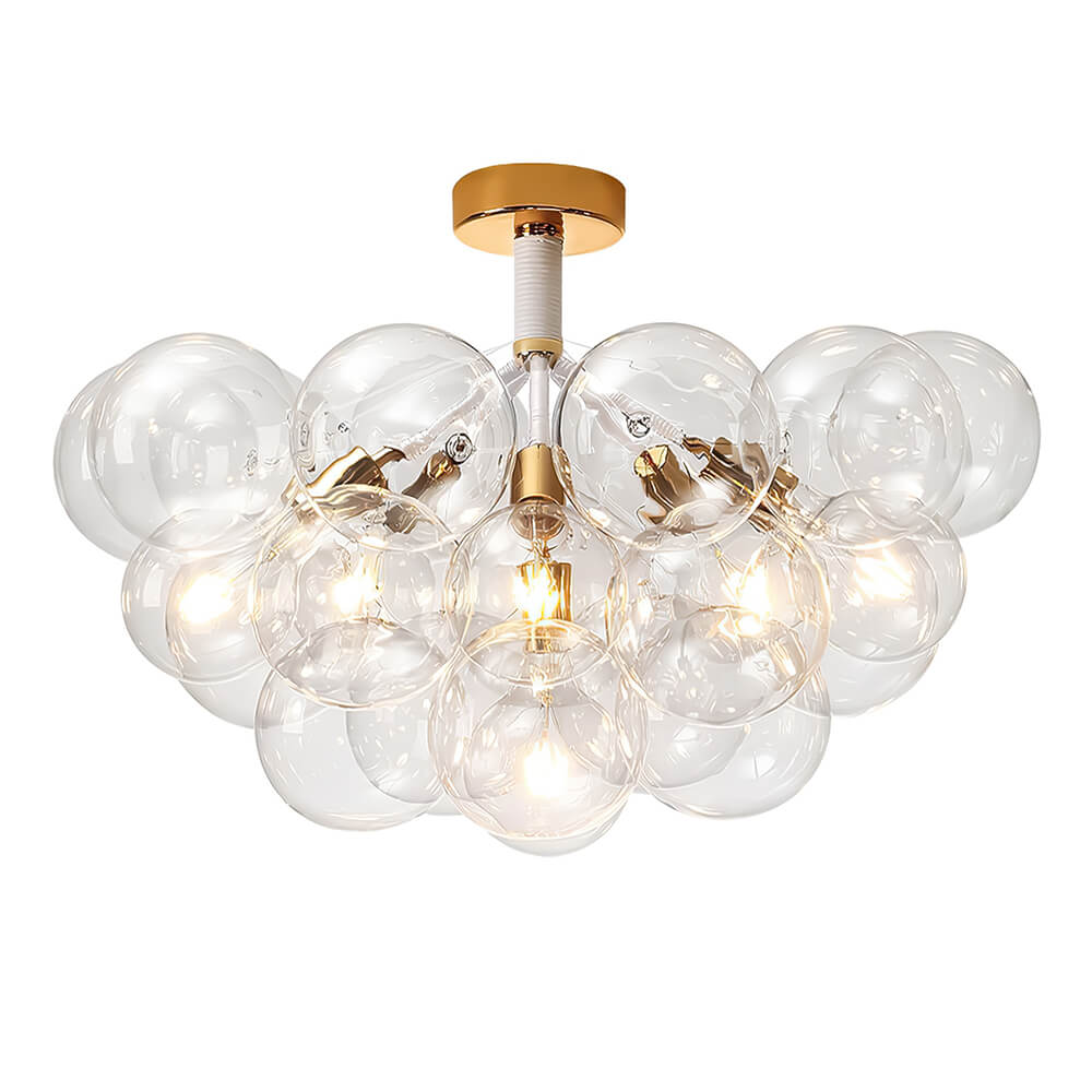 Evoke Modern Bubble Glass Chandelier / Semi Flush - Lamp Copper