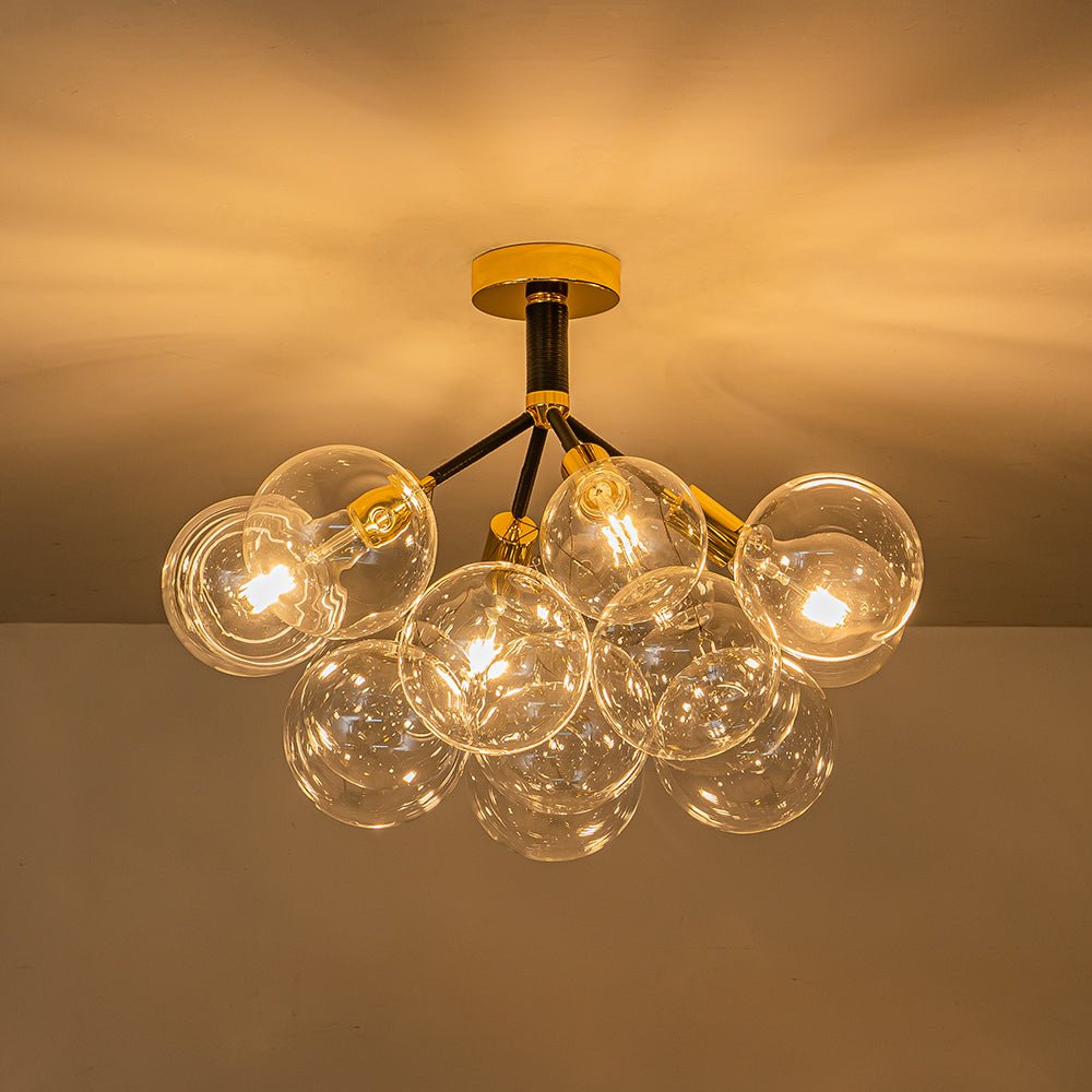 Evoke Modern Bubble Glass Chandelier / Semi Flush - Lamp Copper