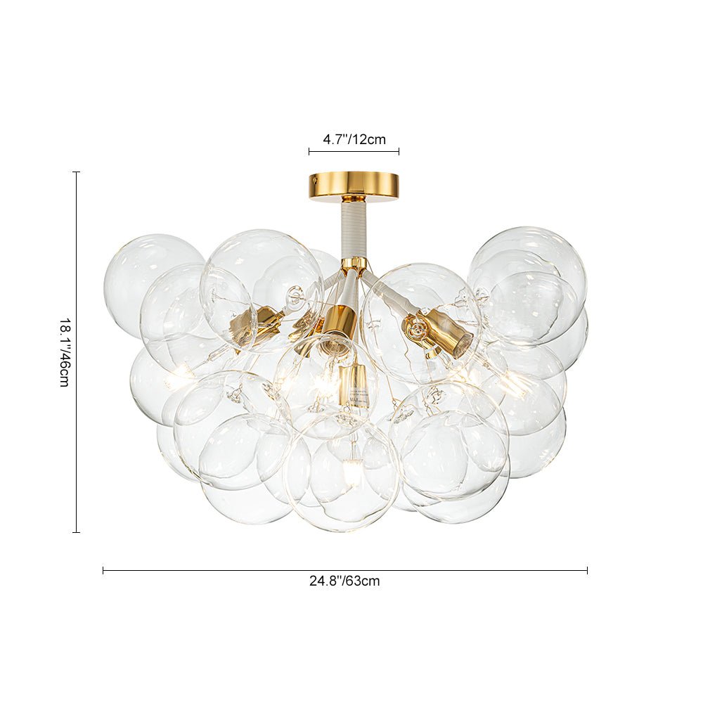 Evoke Modern Bubble Glass Chandelier / Semi Flush - Lamp Copper