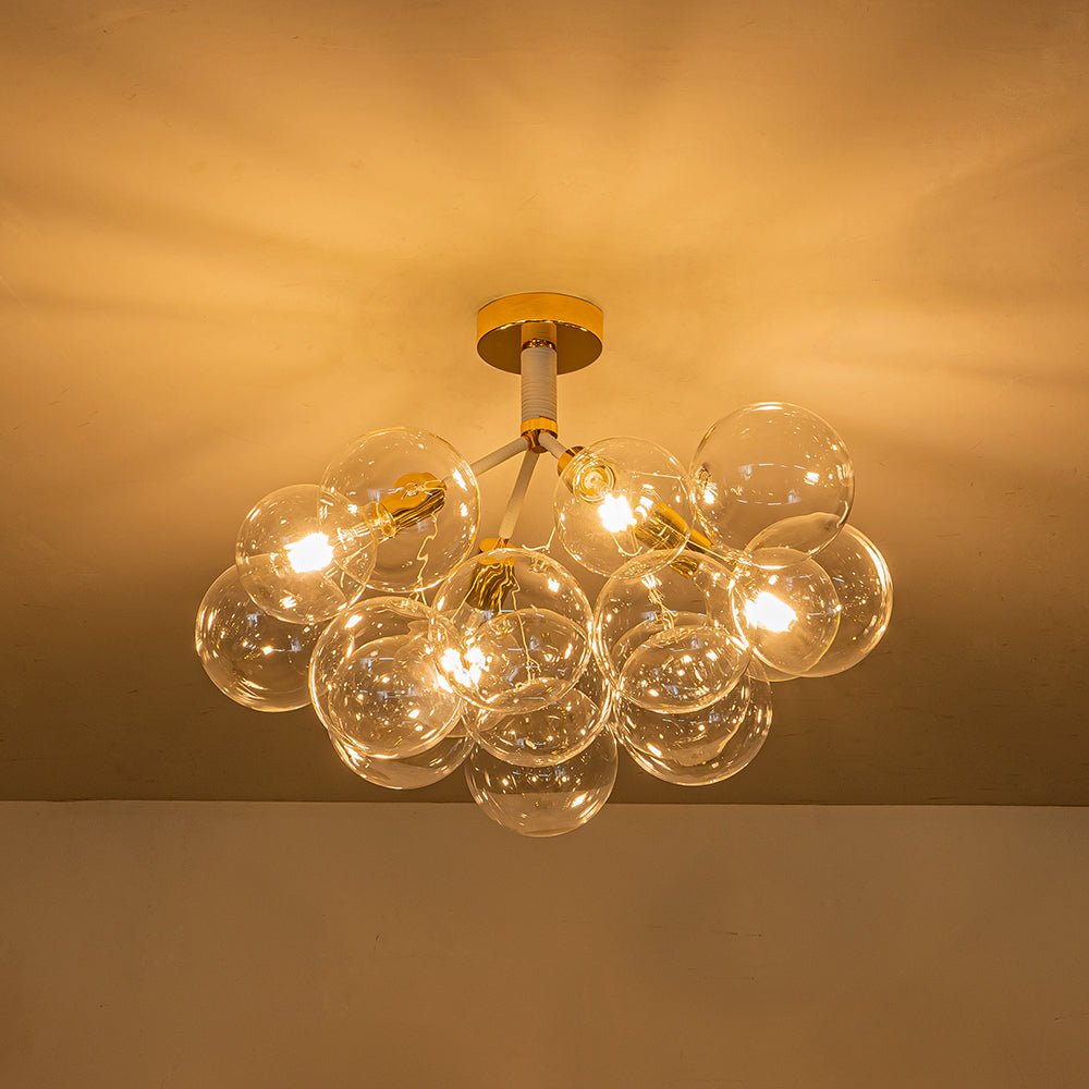 Evoke Modern Bubble Glass Chandelier / Semi Flush - Lamp Copper