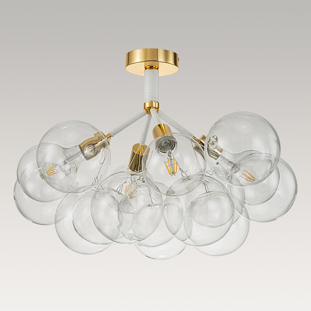 Evoke Modern Bubble Glass Chandelier / Semi Flush - Lamp Copper