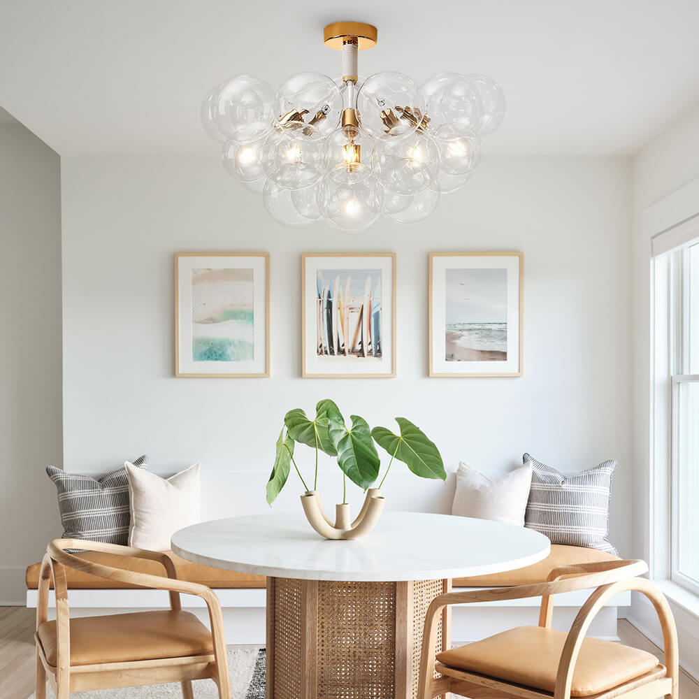Evoke Modern Bubble Glass Chandelier / Semi Flush - Lamp Copper