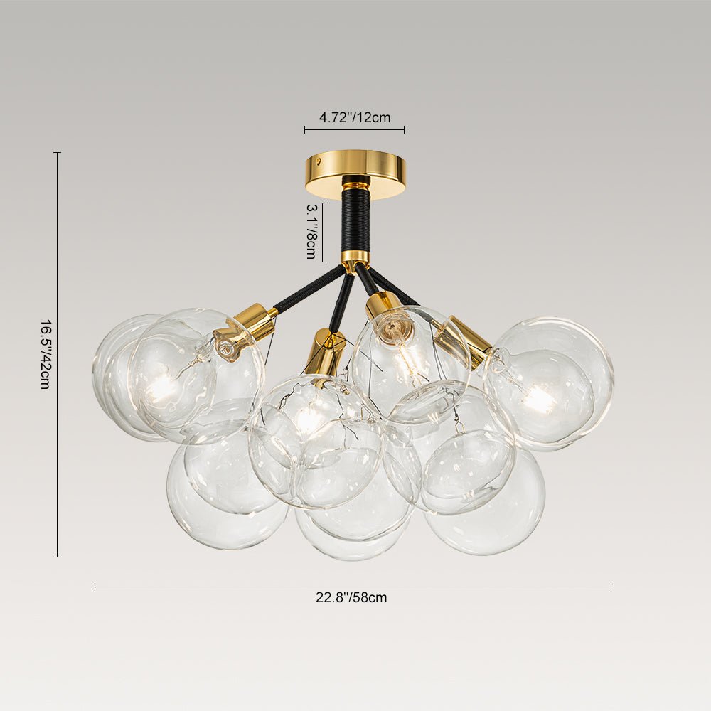 Evoke Modern Bubble Glass Chandelier / Semi Flush - Lamp Copper