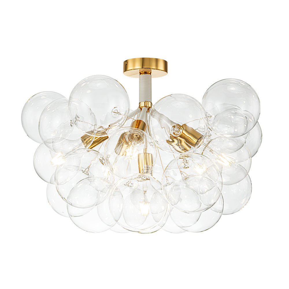 Evoke Modern Bubble Glass Chandelier / Semi Flush - Lamp Copper