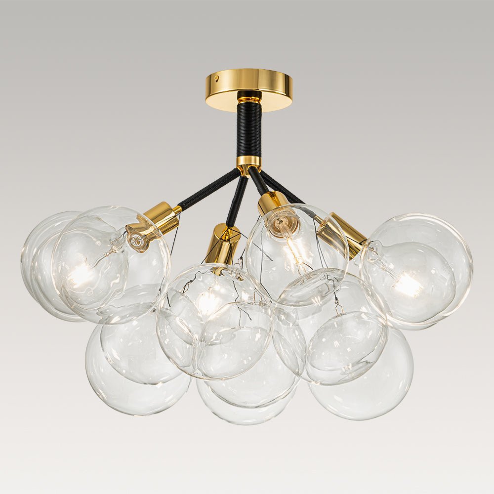 Evoke Modern Bubble Glass Chandelier / Semi Flush - Lamp Copper
