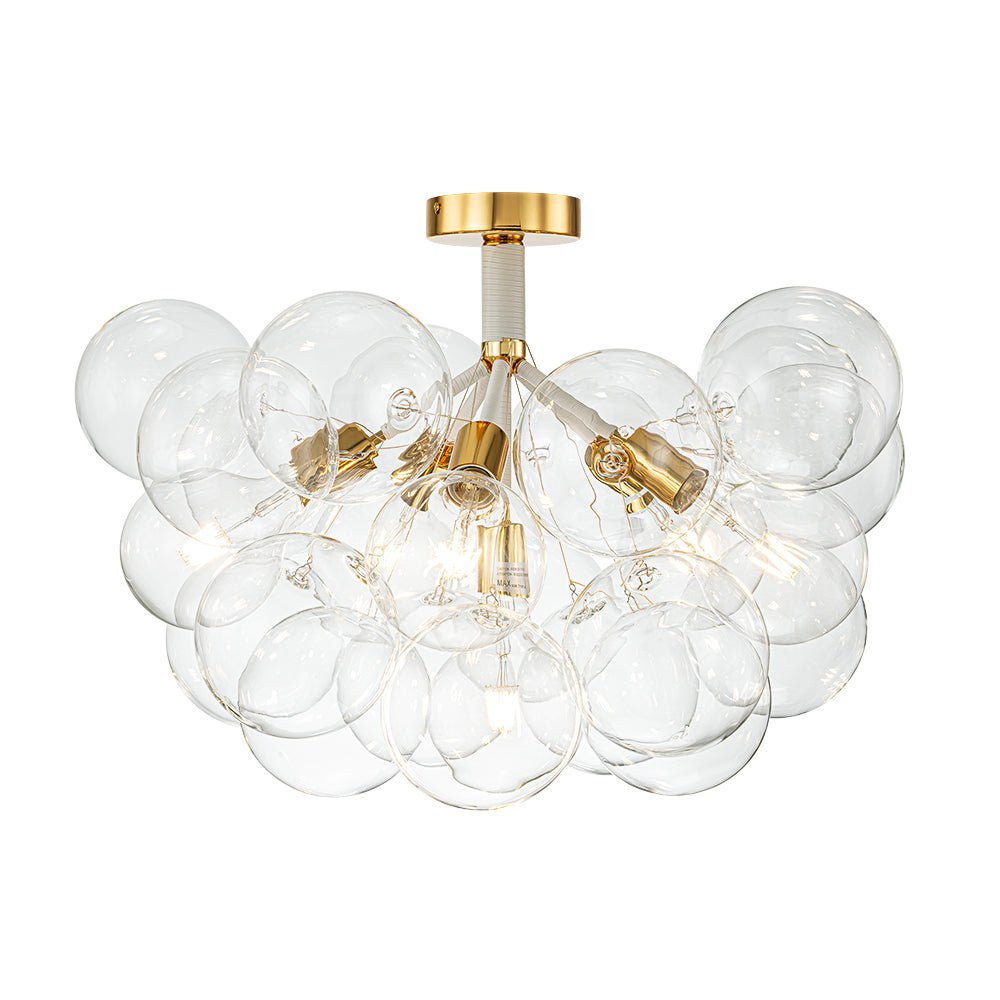 Evoke Modern Bubble Glass Chandelier / Semi Flush - Lamp Copper