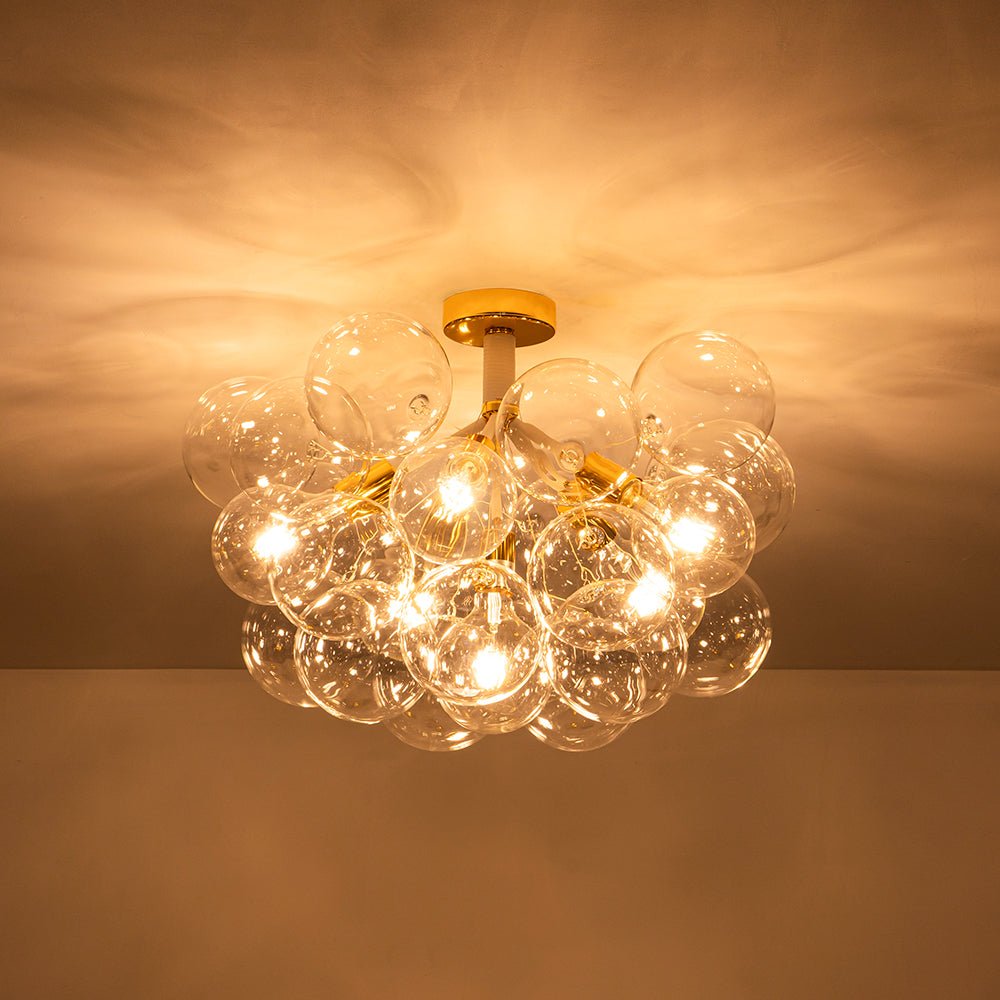 Evoke Modern Bubble Glass Chandelier / Semi Flush - Lamp Copper