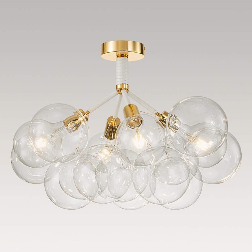 Evoke Modern Bubble Glass Chandelier / Semi Flush - Lamp Copper